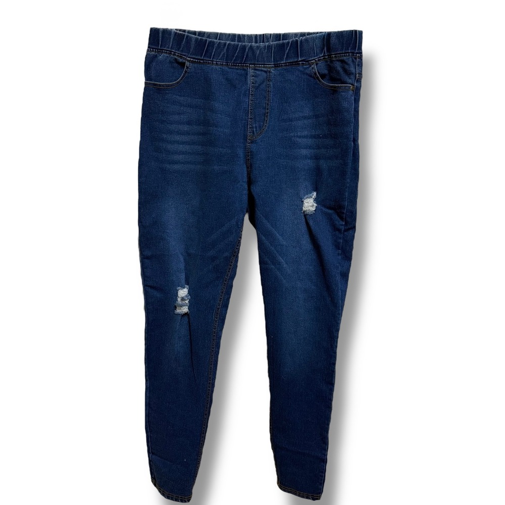 JVINI Fashion Women's Dark Wash Distressed Denim Jeans Jeggings Pants Size 2XL